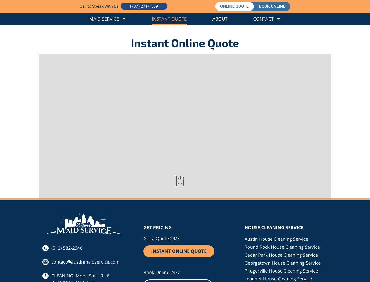 Example quote page captured for a residential cleaning report